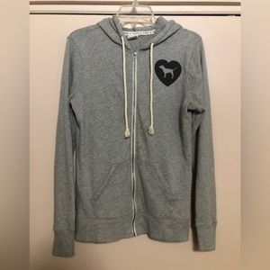 PINK Victoria’s Secret Gray Hooded Zip Sweatshirt - Size Small